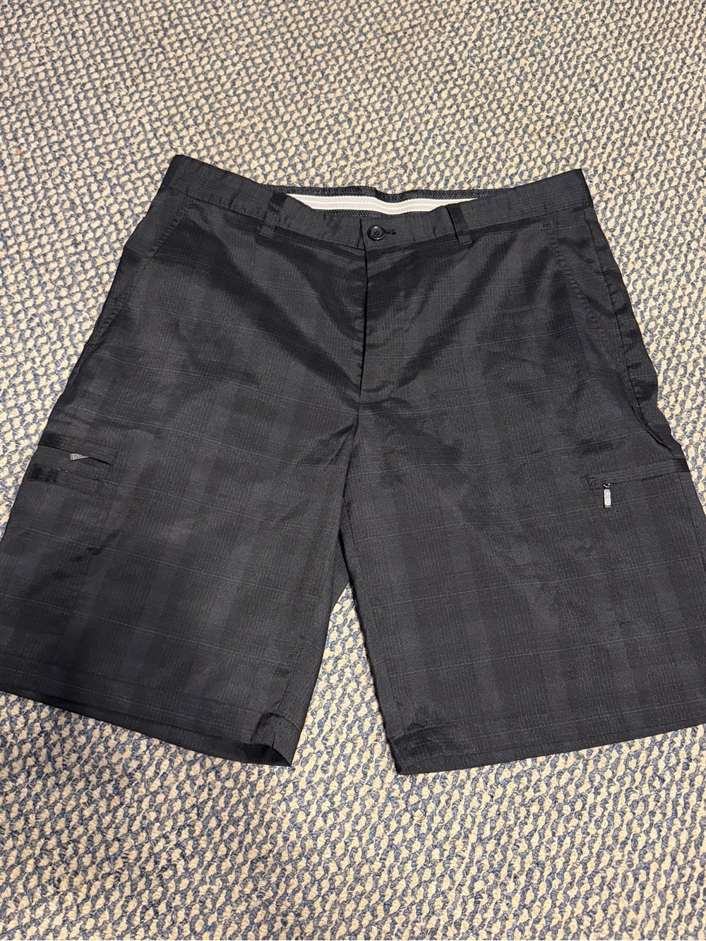 Greg Norman Collection Black Plaid Cargo Shorts